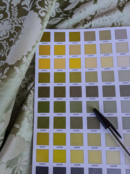 by yard Scalamandre Silk Damask Renaissance Gold Celery Green Medallion Floral DEFECT!