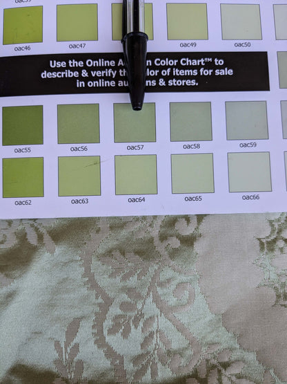 by yard Scalamandre Silk Damask Renaissance Gold Celery Green Medallion Floral DEFECT!