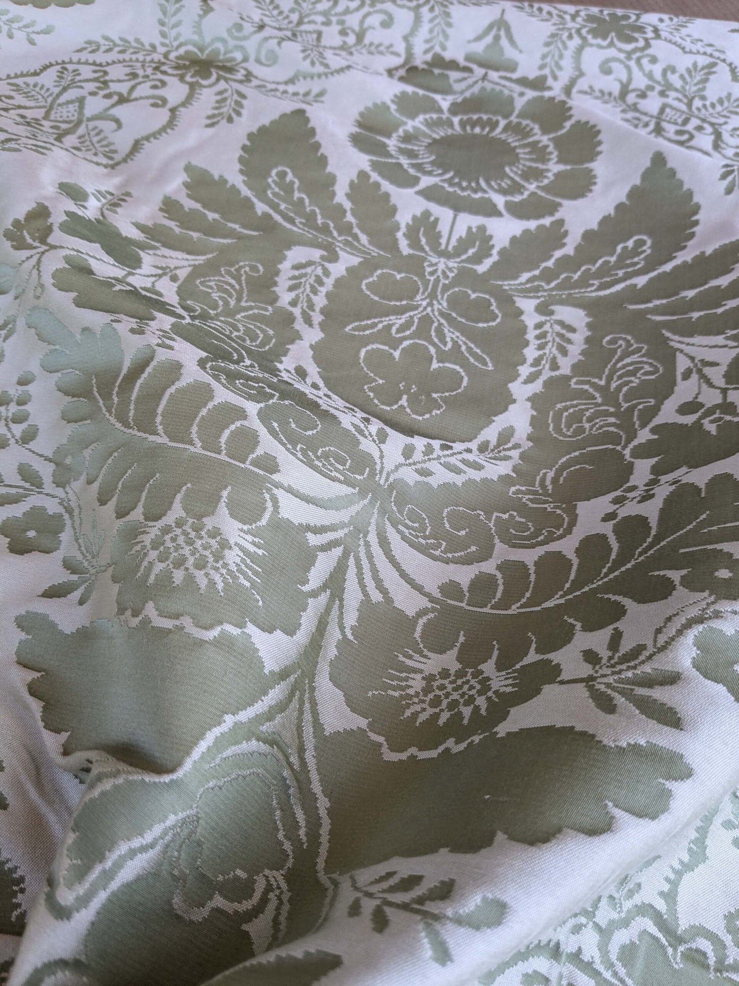 by yard Scalamandre Silk Damask Renaissance Gold Celery Green Medallion Floral DEFECT!