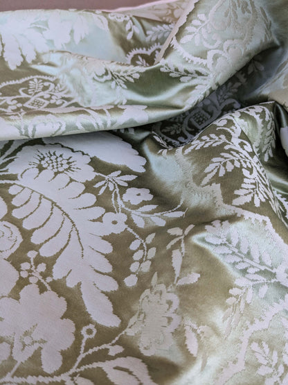 by yard Scalamandre Silk Damask Renaissance Gold Celery Green Medallion Floral DEFECT!