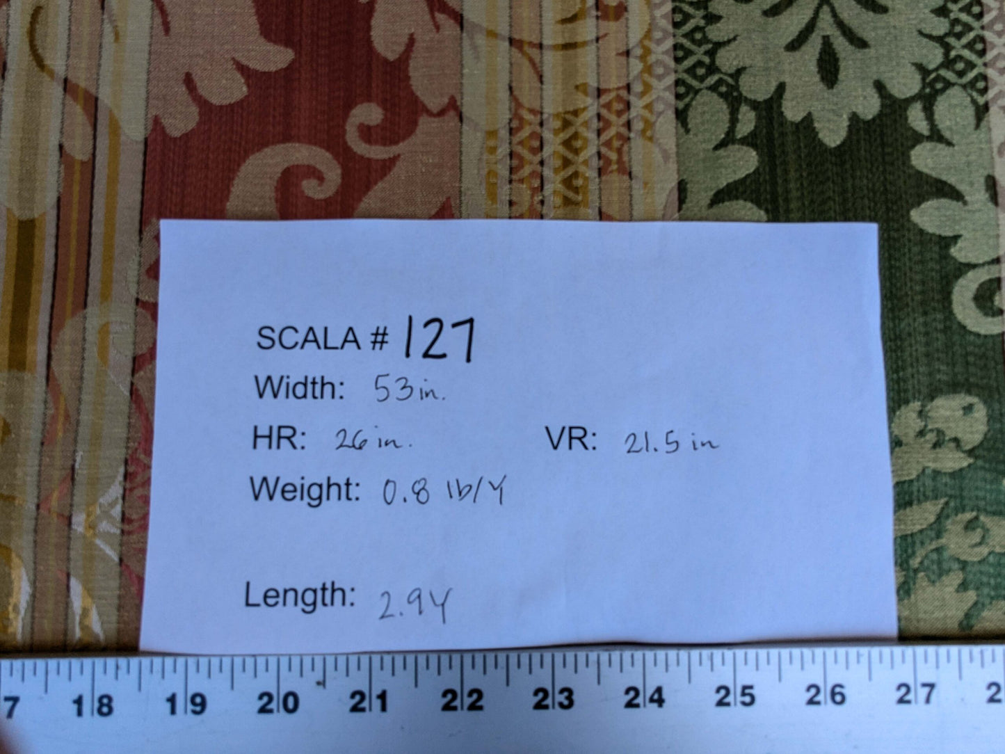 2.9y Scalamandre Lelievre lourmarin Mousse Tomette Medallion Damask Renaissance Stripe Green Red Historic MSRP USD950/y