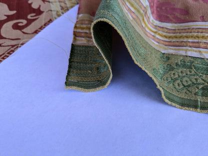 2.9y Scalamandre Lelievre lourmarin Mousse Tomette Medallion Damask Renaissance Stripe Green Red Historic MSRP USD950/y