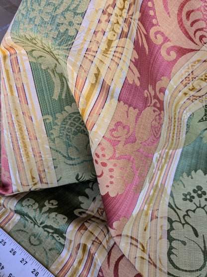 2.9y Scalamandre Lelievre lourmarin Mousse Tomette Medallion Damask Renaissance Stripe Green Red Historic MSRP USD950/y