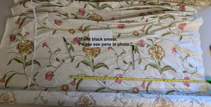 2.4y Scalamandre Floral Botanical Beige Green Pink French Court Historic Embroidery DEFECT!