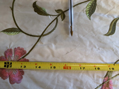 2.4y Scalamandre Floral Botanical Beige Green Pink French Court Historic Embroidery DEFECT!