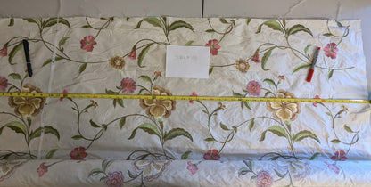 2.4y Scalamandre Floral Botanical Beige Green Pink French Court Historic Embroidery DEFECT!