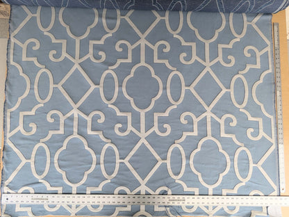 by yard Scalamandre Ming Fretwork Aquamarine Jacquard Chinoiserie Lattice Jacquard  MSRP USD 226/yard
