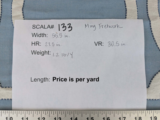 by yard Scalamandre Ming Fretwork Aquamarine Jacquard Chinoiserie Lattice Jacquard  MSRP USD 226/yard