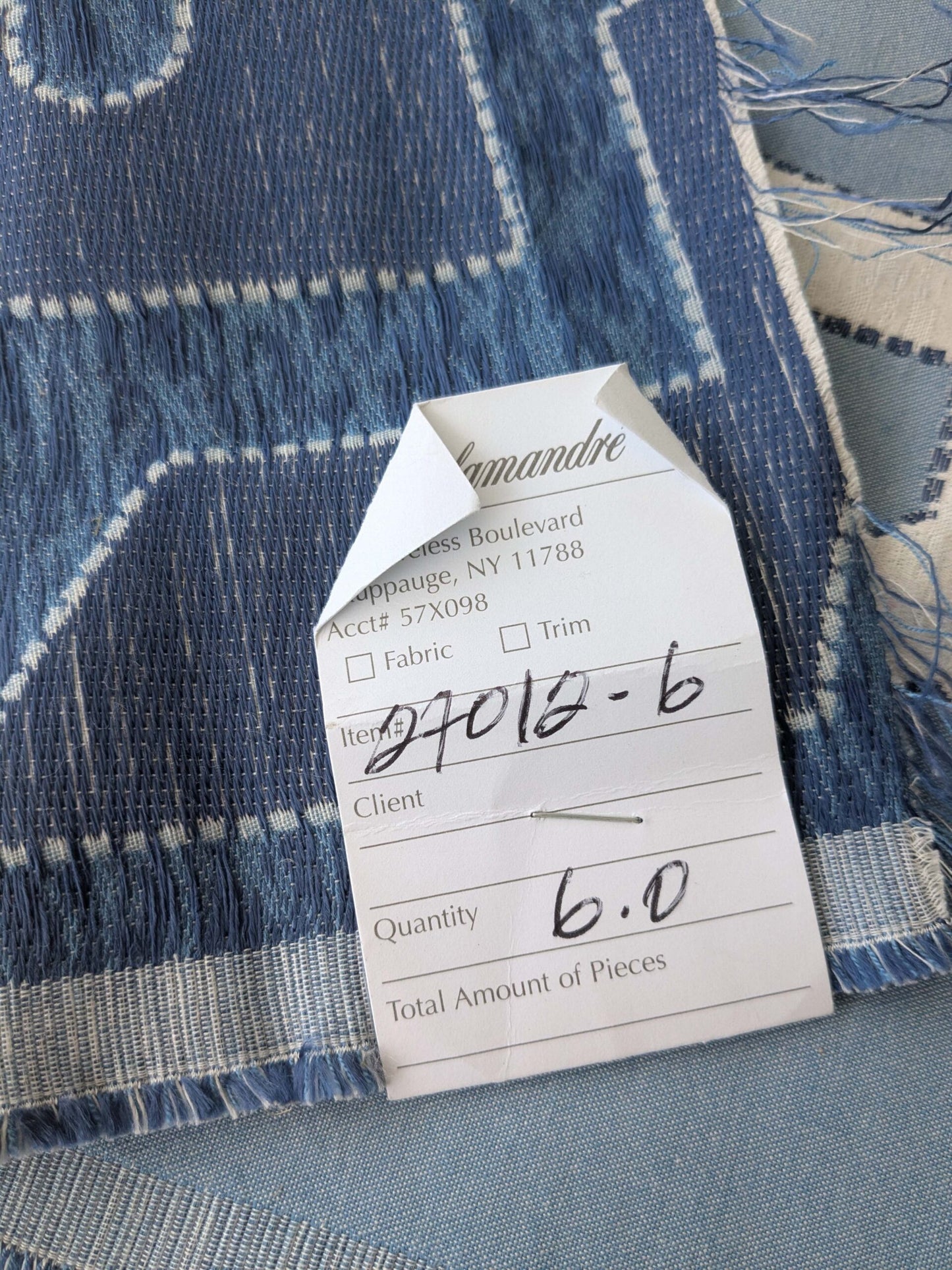 by yard Scalamandre Ming Fretwork Aquamarine Jacquard Chinoiserie Lattice Jacquard  MSRP USD 226/yard