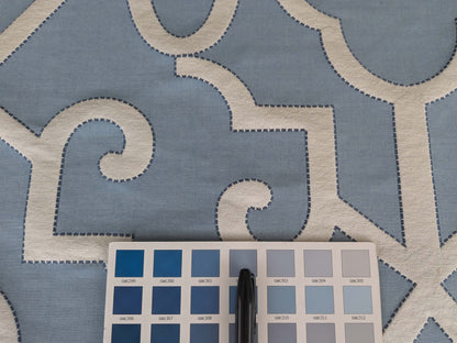 by yard Scalamandre Ming Fretwork Aquamarine Jacquard Chinoiserie Lattice Jacquard  MSRP USD 226/yard