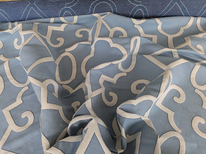 by yard Scalamandre Ming Fretwork Aquamarine Jacquard Chinoiserie Lattice Jacquard  MSRP USD 226/yard