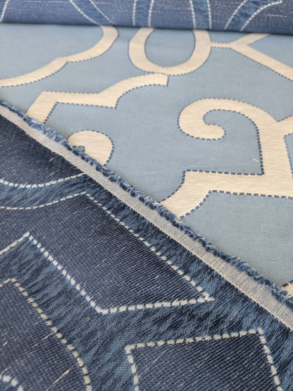 by yard Scalamandre Ming Fretwork Aquamarine Jacquard Chinoiserie Lattice Jacquard  MSRP USD 226/yard