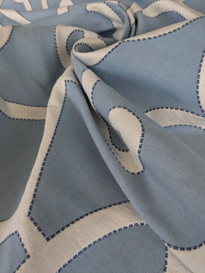 by yard Scalamandre Ming Fretwork Aquamarine Jacquard Chinoiserie Lattice Jacquard  MSRP USD 226/yard