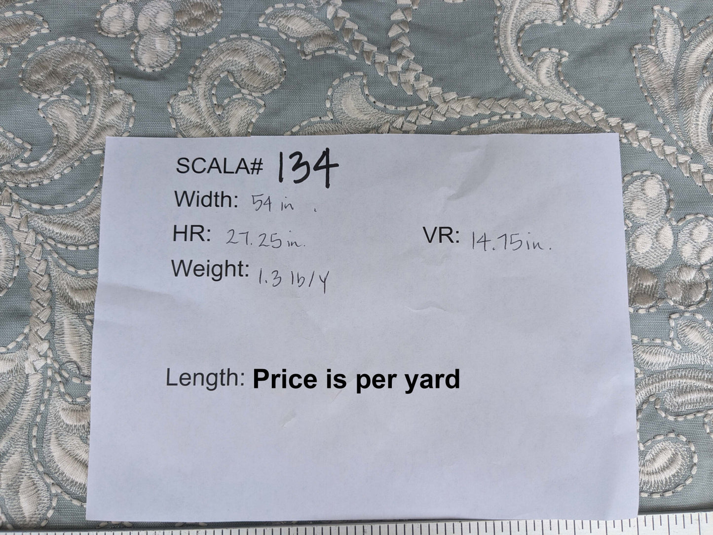 by yard Scalamandre Chiara Embroidery Floral white on Gray MSRP USD 576/Y