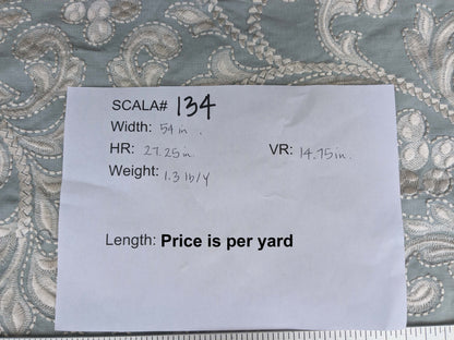 by yard Scalamandre Chiara Embroidery Floral white on Gray MSRP USD 576/Y