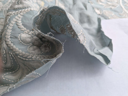 by yard Scalamandre Chiara Embroidery Floral white on Gray MSRP USD 576/Y