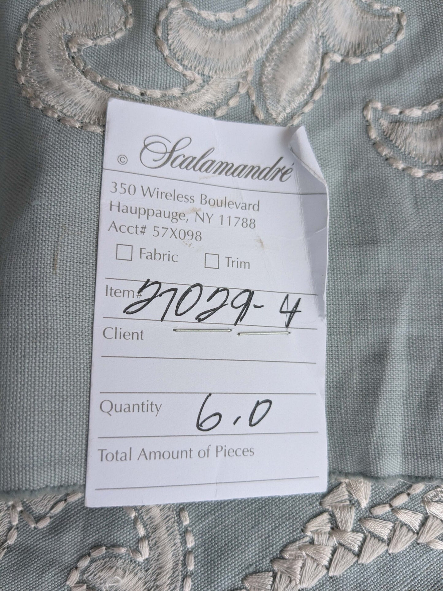 by yard Scalamandre Chiara Embroidery Floral white on Gray MSRP USD 576/Y