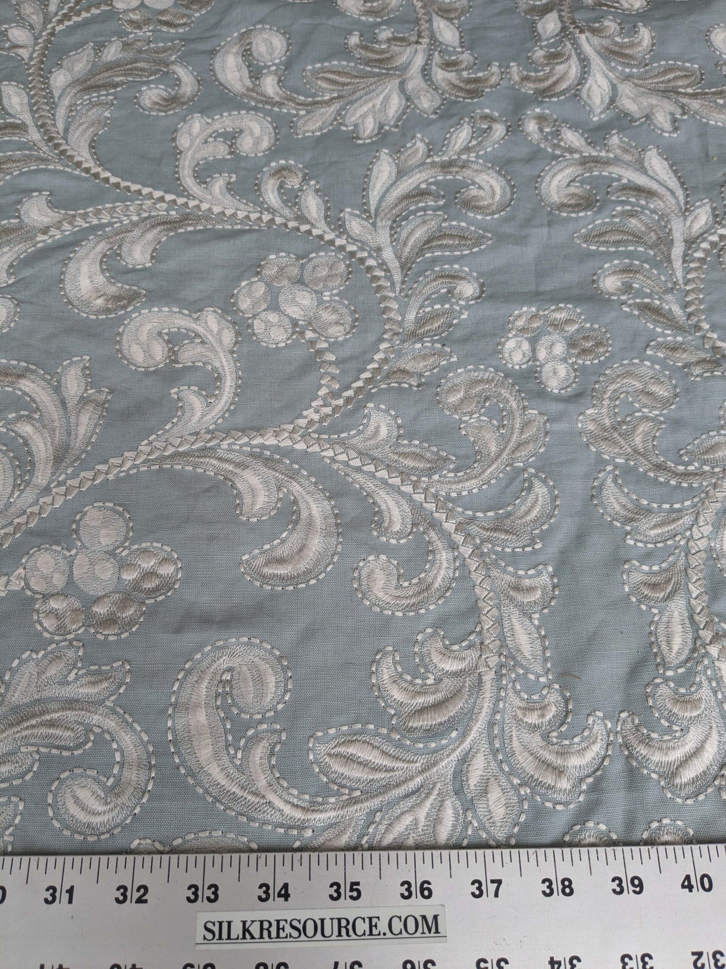 by yard Scalamandre Chiara Embroidery Floral white on Gray MSRP USD 576/Y