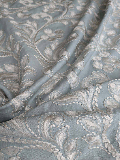 by yard Scalamandre Chiara Embroidery Floral white on Gray MSRP USD 576/Y