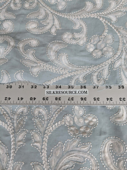 by yard Scalamandre Chiara Embroidery Floral white on Gray MSRP USD 576/Y