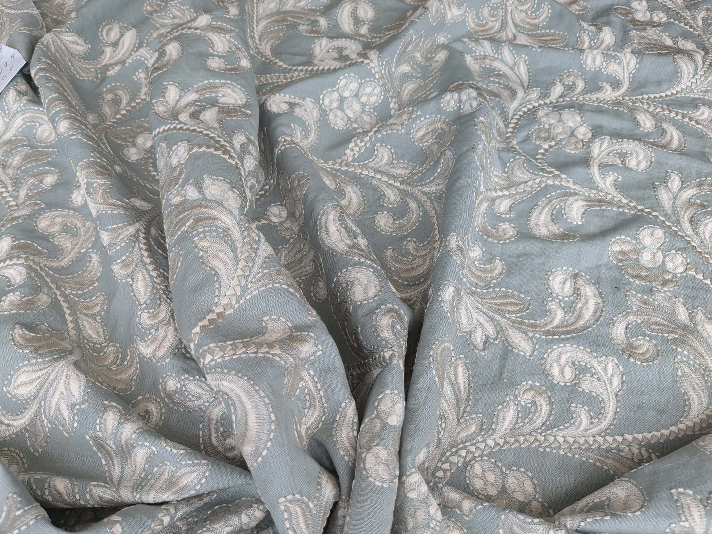 by yard Scalamandre Chiara Embroidery Floral white on Gray MSRP USD 576/Y