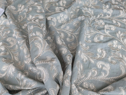 by yard Scalamandre Chiara Embroidery Floral white on Gray MSRP USD 576/Y