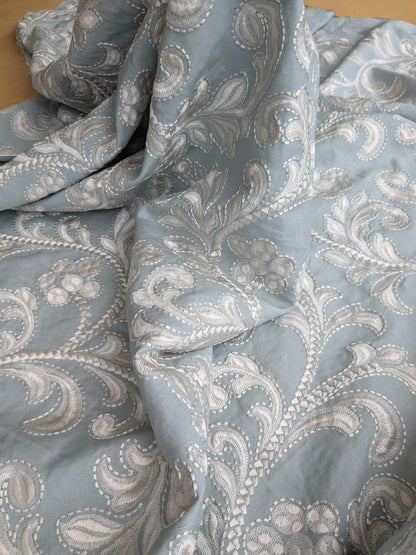 by yard Scalamandre Chiara Embroidery Floral white on Gray MSRP USD 576/Y