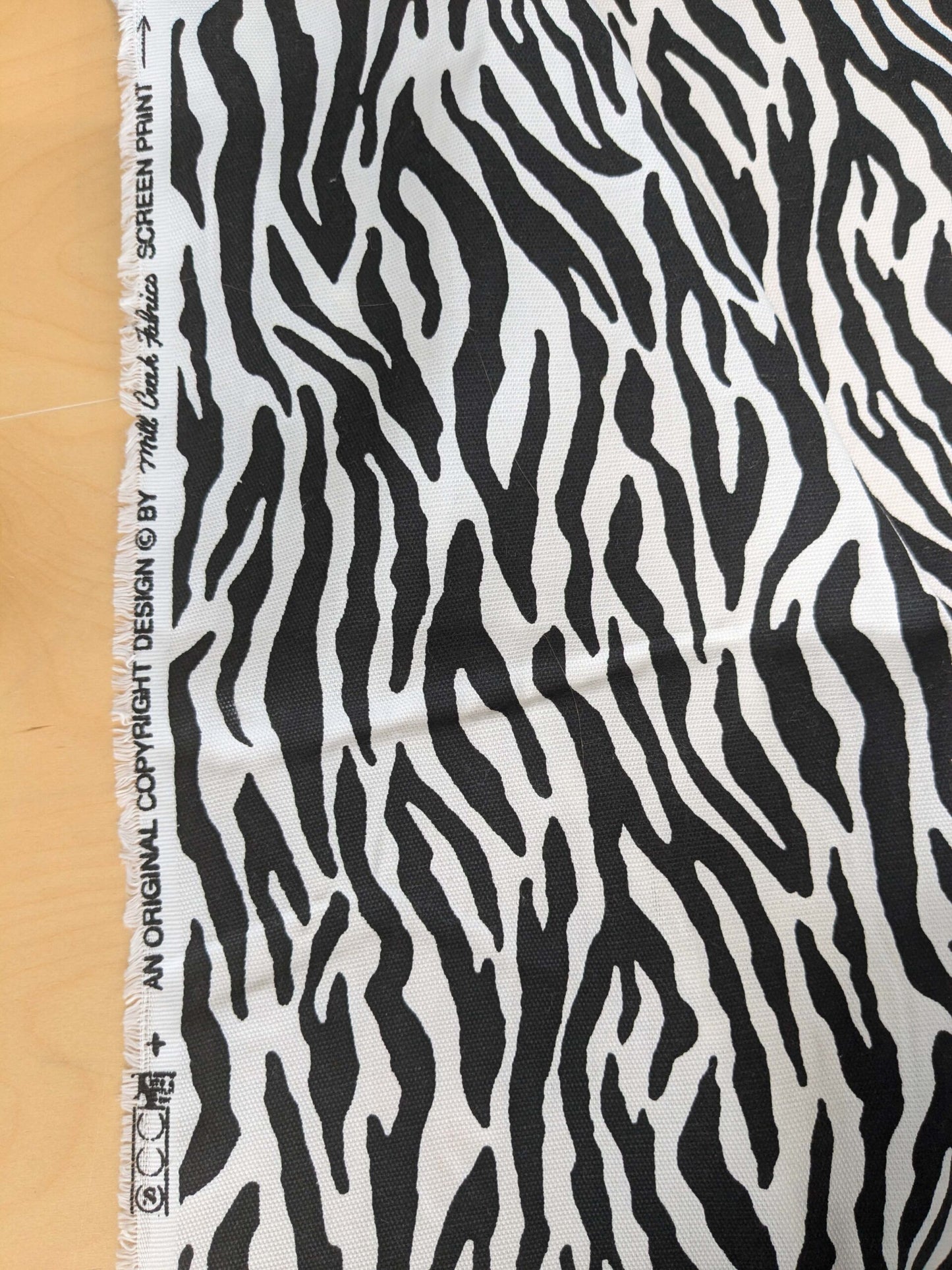 by yard Scalamandre Mill Creek Zebra Print Fabric Animals White Black Stripe Abstract