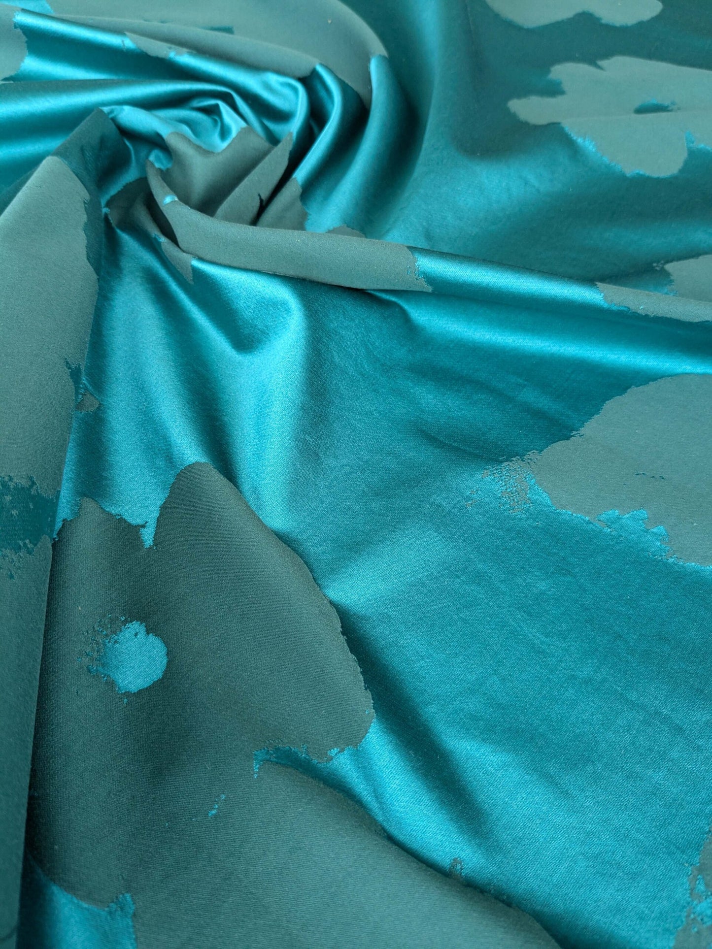 38 inches Scalamandre Lelievre Sonia Rykiel Maison Rue Saint Simon Emeraude Aqua Cotton Silk Art Deco Abstract Botanical MSRP USD300+/y