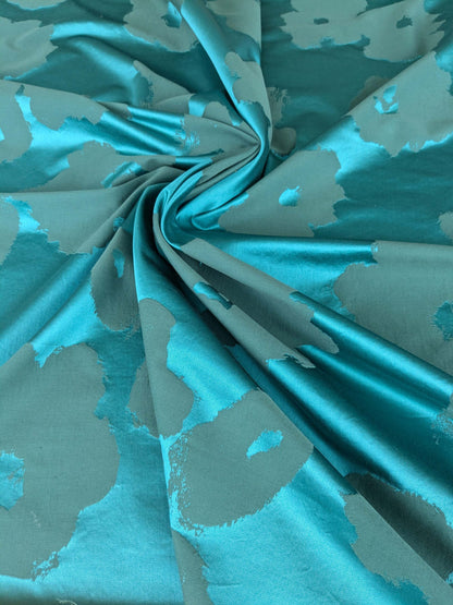 38 inches Scalamandre Lelievre Sonia Rykiel Maison Rue Saint Simon Emeraude Aqua Cotton Silk Art Deco Abstract Botanical MSRP USD300+/y