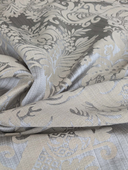 1.8y Scalamandre Lelievre Paris Grambois Argent Gray Damask Renaissance Gray Historic MSRP USD712/y