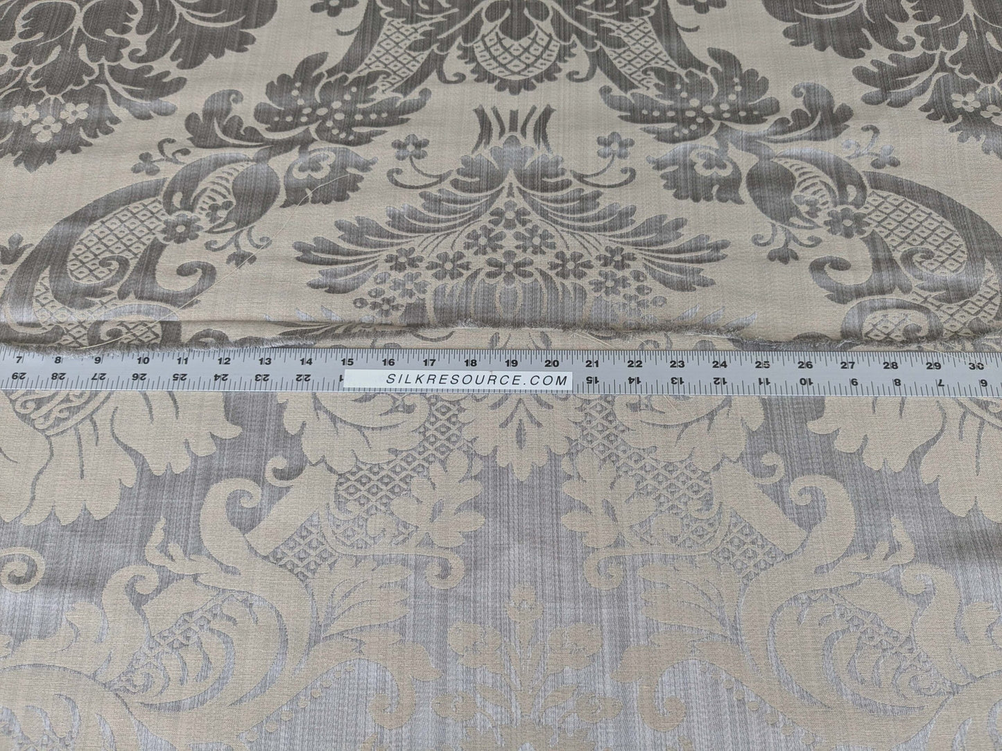 1.8y Scalamandre Lelievre Paris Grambois Argent Gray Damask Renaissance Gray Historic MSRP USD712/y