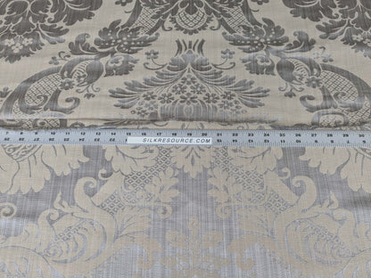 1.8y Scalamandre Lelievre Paris Grambois Argent Gray Damask Renaissance Gray Historic MSRP USD712/y