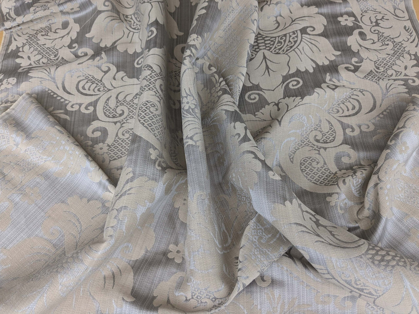 1.8y Scalamandre Lelievre Paris Grambois Argent Gray Damask Renaissance Gray Historic MSRP USD712/y