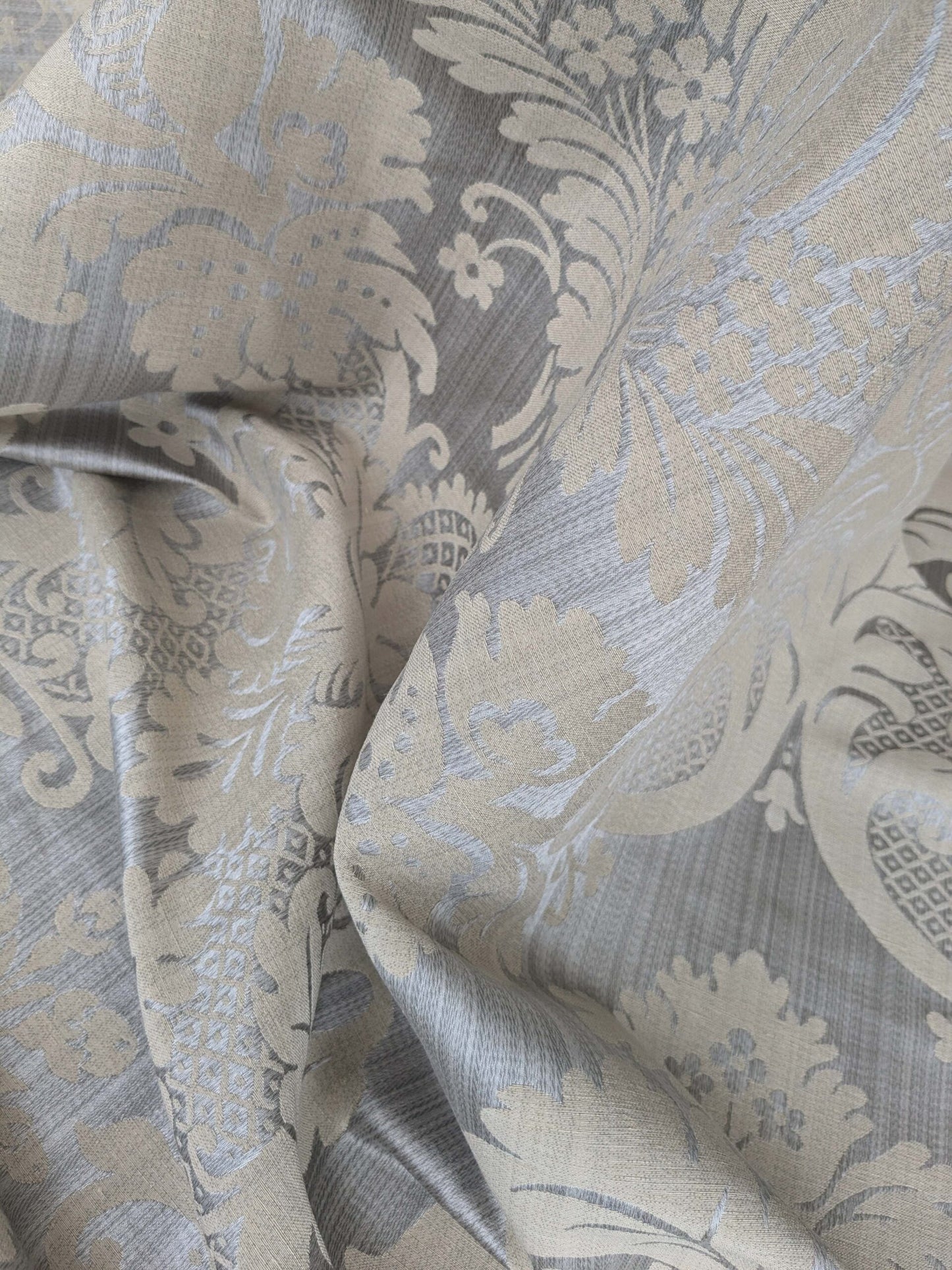 1.8y Scalamandre Lelievre Paris Grambois Argent Gray Damask Renaissance Gray Historic MSRP USD712/y