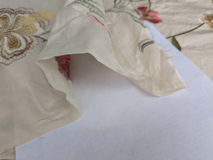 2.4y Scalamandre Floral Botanical Beige Green Pink French Court Historic Embroidery DEFECT!