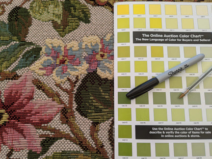 by yard Scalamandre Floral Fruits Grapes Apples Fall Harvest Botanical Tree Foliage Basket Heavy Tapestry