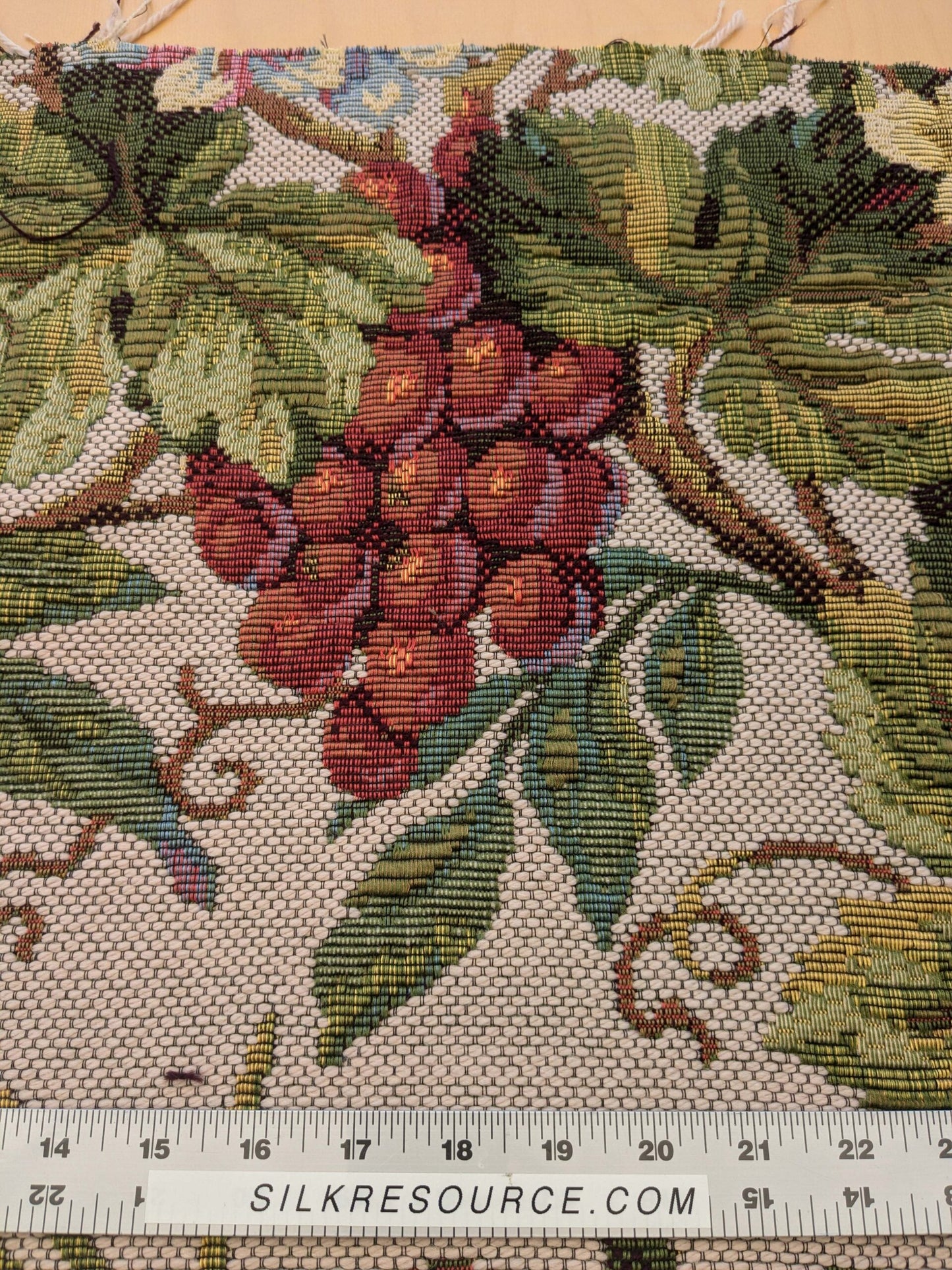 by yard Scalamandre Floral Fruits Grapes Apples Fall Harvest Botanical Tree Foliage Basket Heavy Tapestry