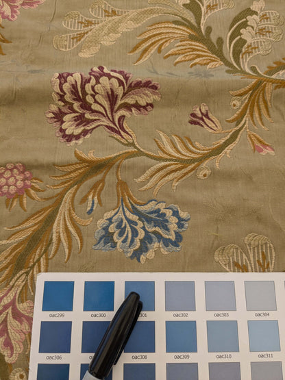 1.5y Old World Weaver VIVIANA French Lace Carnation Lampas Brown MSRP USD328/Y