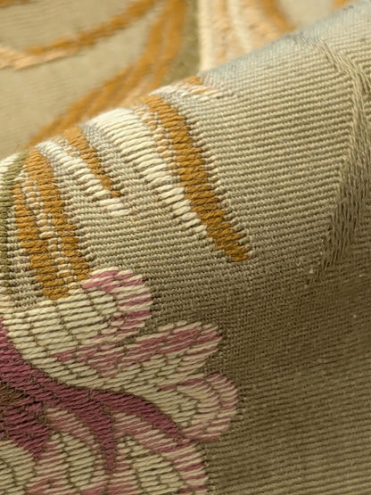 1.5y Old World Weaver VIVIANA French Lace Carnation Lampas Brown MSRP USD328/Y