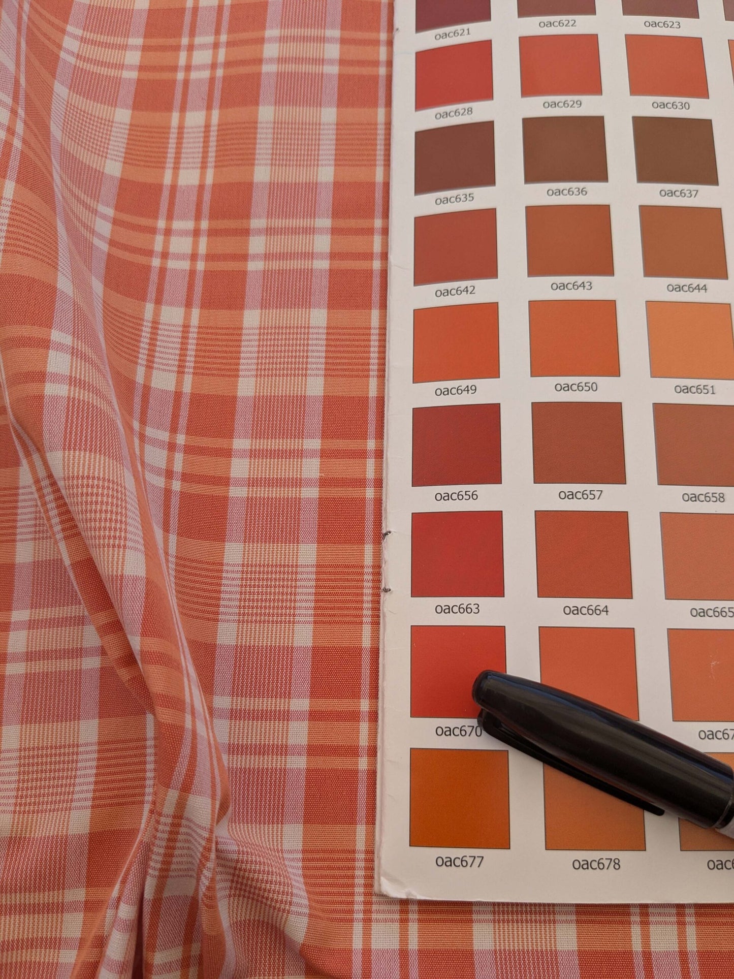 by yard Scalamandre Plaid Check Tangerine Orange White