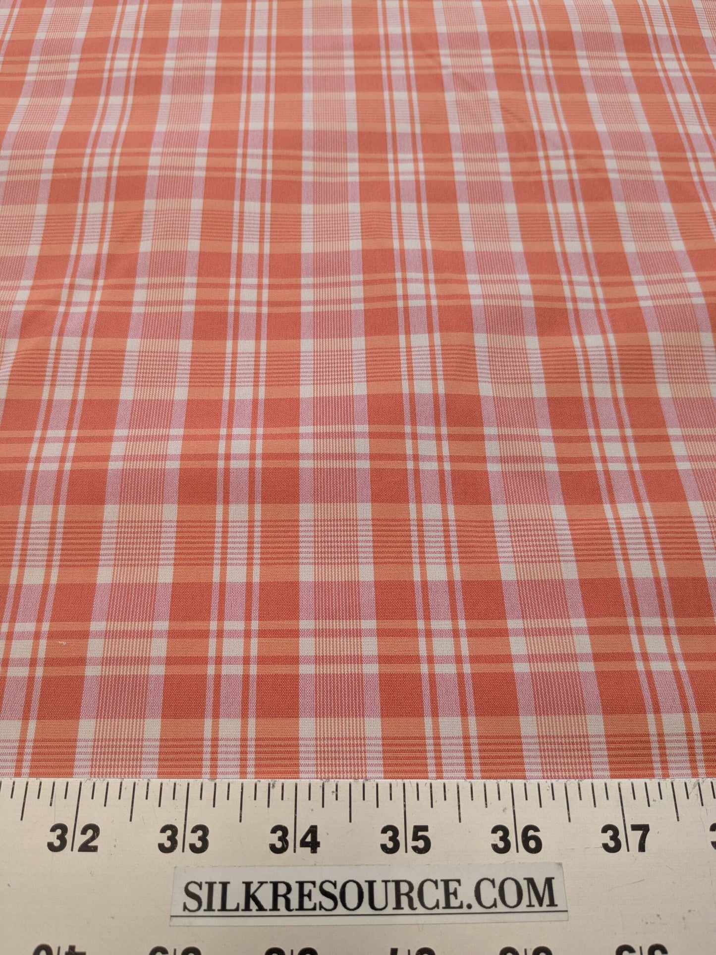 by yard Scalamandre Plaid Check Tangerine Orange White