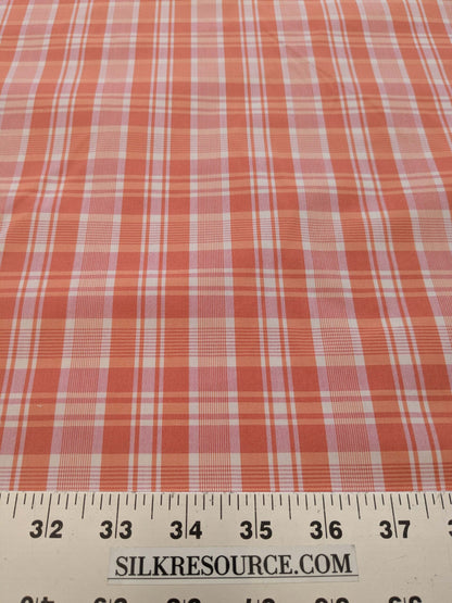 by yard Scalamandre Plaid Check Tangerine Orange White