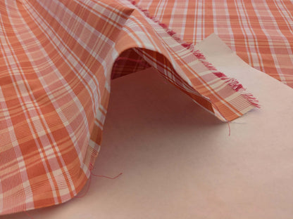 by yard Scalamandre Plaid Check Tangerine Orange White
