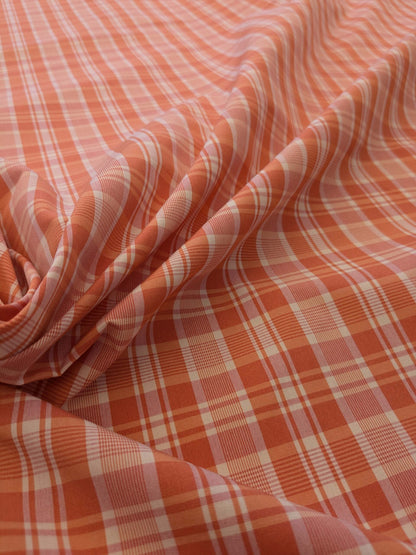 by yard Scalamandre Plaid Check Tangerine Orange White