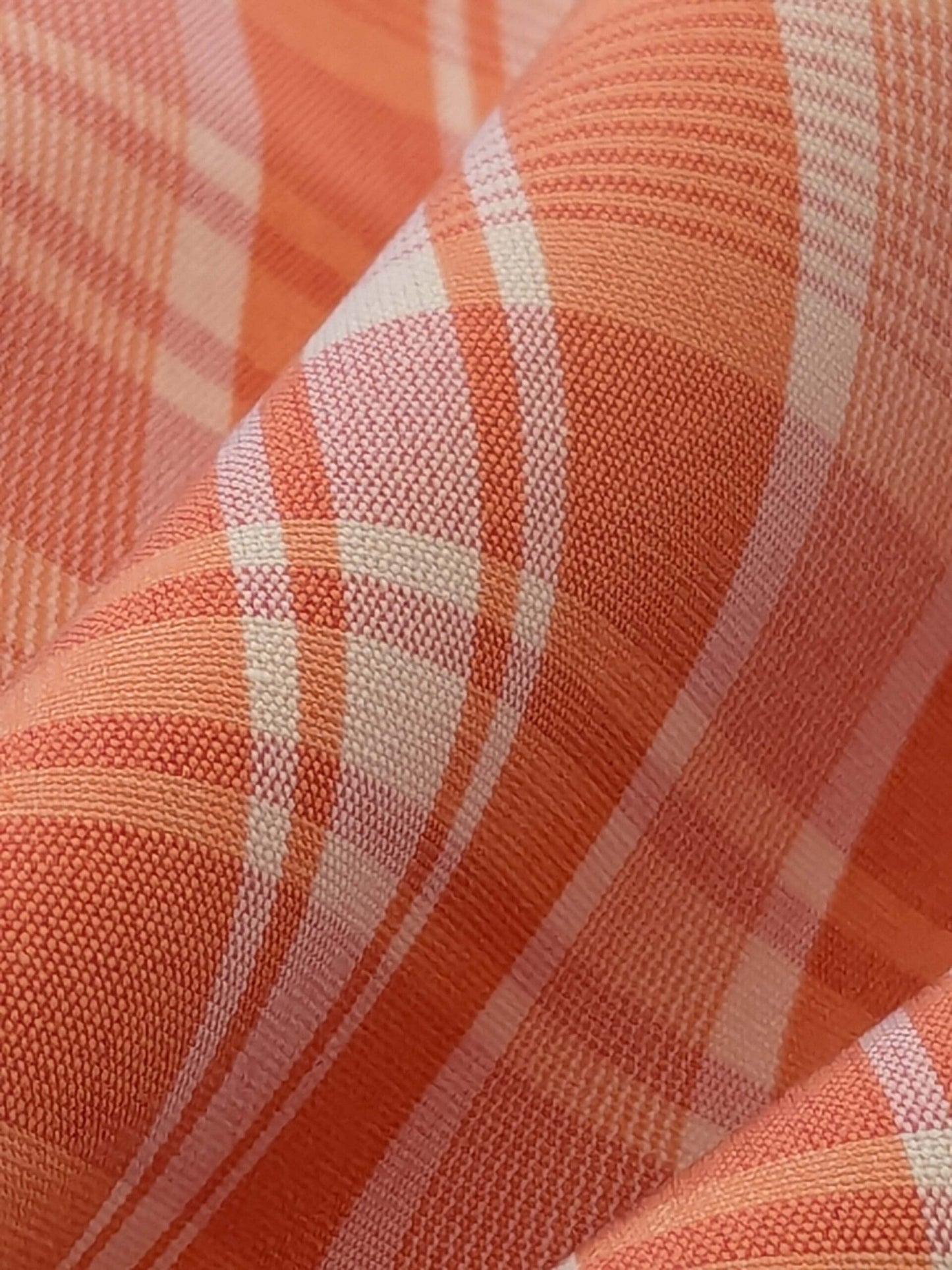 by yard Scalamandre Plaid Check Tangerine Orange White
