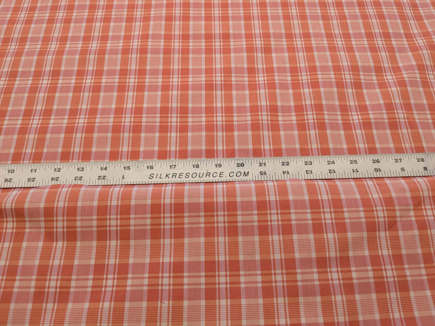 by yard Scalamandre Plaid Check Tangerine Orange White