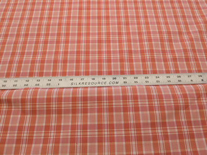 by yard Scalamandre Plaid Check Tangerine Orange White