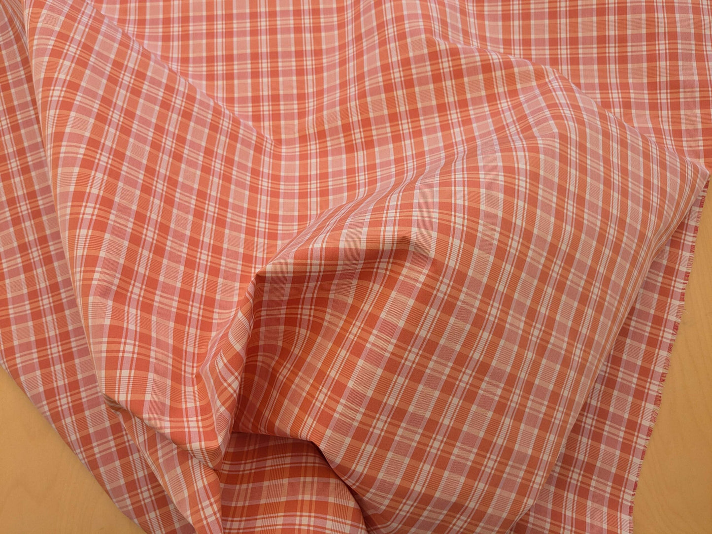 by yard Scalamandre Plaid Check Tangerine Orange White