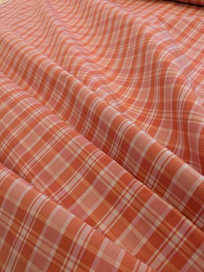 by yard Scalamandre Plaid Check Tangerine Orange White